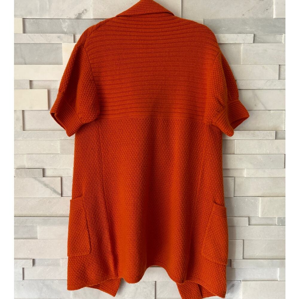 DONCASTER Lambswool /Cashmere Short Sleeve Open Collar Cardigan Sweater Orange S - Picture 2 of 5